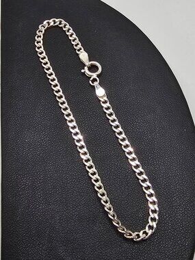 Sterling Silver 925 High Polished Flat Curb Link Bracelet 2.8mm 7 inches